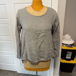 Cut Loose Light Grey Linen Lagenlook Blouse